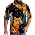 thumbnail image 1 of Cat Men's Casual Hawaiian Button Down Short Sleeve Summer Beach Printed Shirt, 1 of 1