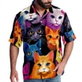 thumbnail image 1 of Cat Men's Short Sleeve Beach Button Down Casual Printed Summer Shirts - Unisex, 1 of 1
