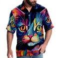 thumbnail image 1 of Cat Men's Short Sleeve Shirts, Casual, Printed, Button Down Short, Summer Beach Shirts, Unisex, 1 of 6