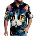 thumbnail image 1 of Cat Men's Short Sleeve Spread Collar Button Down Beach Print Casual Shirts, 1 of 6