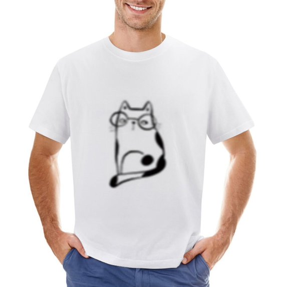 Cat Meow Meow Vintage T-shirt Mens Cotton Classic Crewneck Short Sleeve Tees Unisex White S