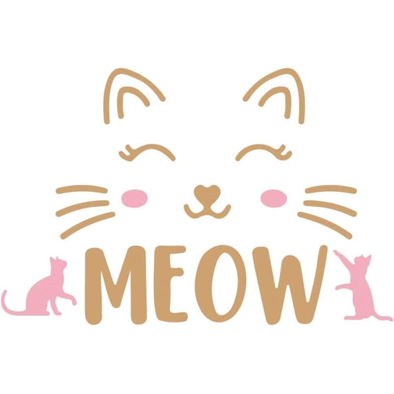 Cat Meow Wall Stickers Cat Whiskers Wall Decals Cute Cat Abstraction Stickers and Murals DIY Art PVC Wall Decal for Bedroom Kids Room LivingRoom Mixed Color