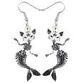 thumbnail image 1 of Cat Mermaid Skeleton Earring Earrings Acrylic Goth Rose Flower Dia De Los Muertos Earring, 1 of 5