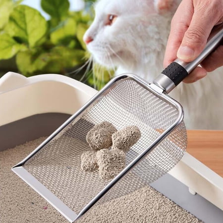 Cat Mesh Stainless Steel Litter Cleaner Fine Mesh Metal Reptile Litter Cleaner Scooper Non-Stick Coated Metal Litter Scooper Fine Sand Litter Scooper 4.3mmx4.3mm