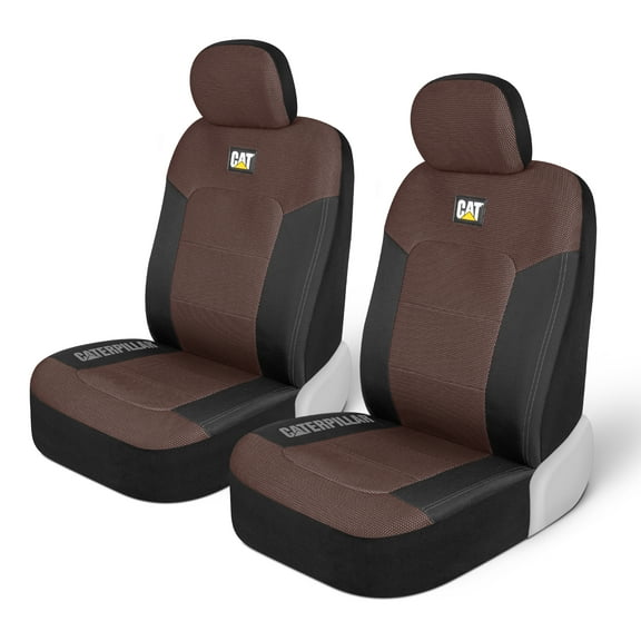CAT Brown & Black Seat Covers For Cars, Trucks, & SUV - Set of (2) MeshFlex Car Seat Cover Front Seat Protectors - Airbag Compatible Seat Covers for SUV Interior Covers & Seat Cover Accessories