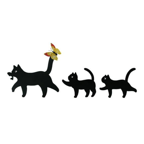 Cat Metal Garden Stakes Decor - 3 Pack Realistic Cat Butterflies Statues,Weatherproof Outdoor Yard Art for Cat Lovers,Durable Silhouette Decor for Patio/Pathway/Garden
