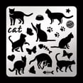 thumbnail image 1 of Cat Metal Stencil 6.14 inch Square Metal Cat Pattern Stencil Stainless Steel Cat Paw Scrapbooking Drawing Stencil Butterfly Fishbone Stencil, 1 of 9