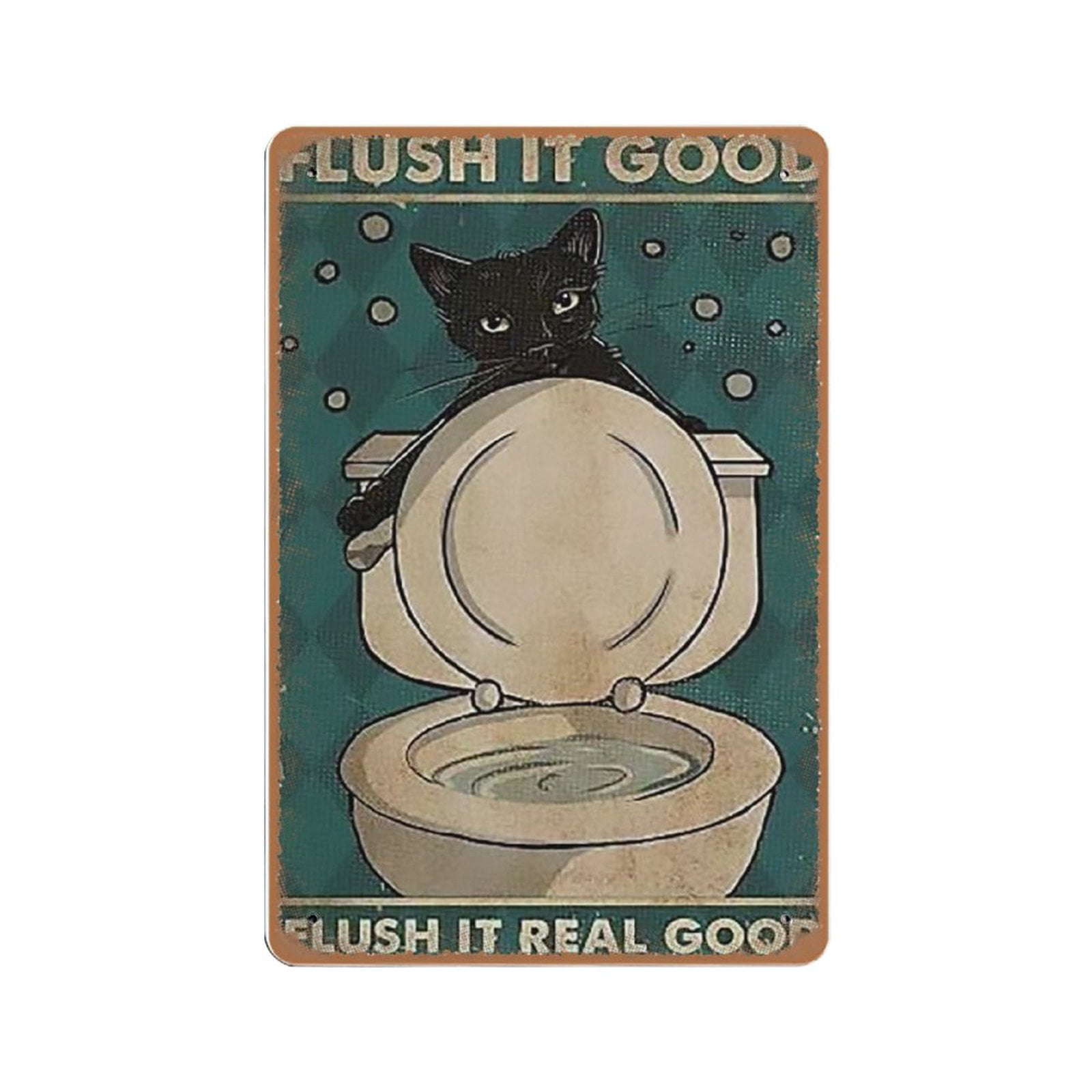 Targa in latta con scritta in lingua inglese Man Cave Decor, Black Cat