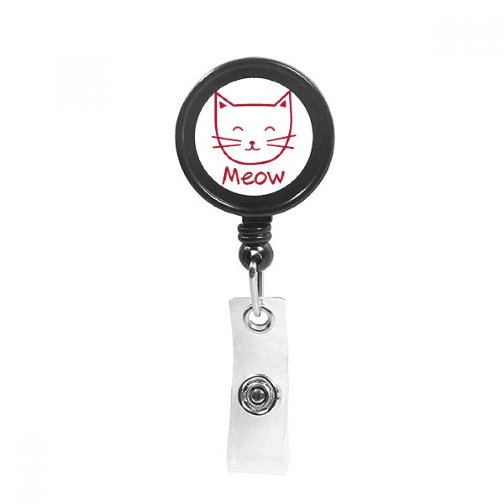 Cat Mewing Cartoon Protect Animal Retractable Keychain Badge Holder ID Badge