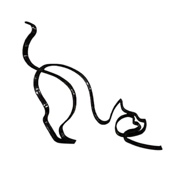 Cat Minimalist Art Sculpture, Metal Abstract Cat Line Geometric Drawing Art Statue, Creatives Statue for Wall Room Decor