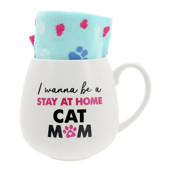 Pavilion Gift Company - Cat Mom - 15.5 oz Mug and Sock Set