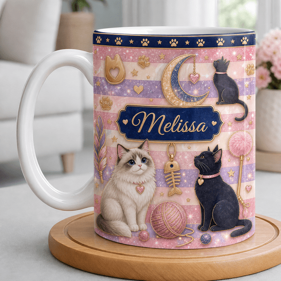 Cat Mom Accent Mug Personalized Cat Lover Coffee Cup Gift for Cat Owners