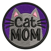 Cat Mom Applique Multi-Color Embroidered Iron-On Patch - 2.5 Inch Small
