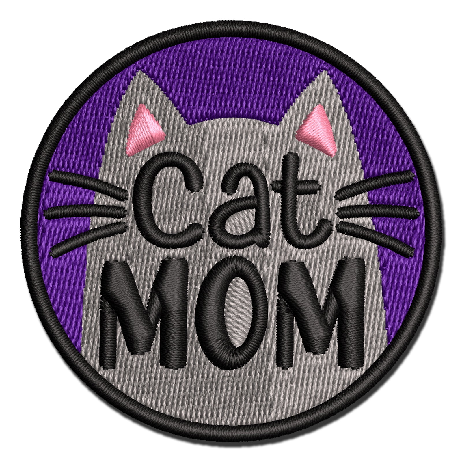 Cat Mom Applique Multi-Color Embroidered Iron-On Patch - 3.5 Inch Large