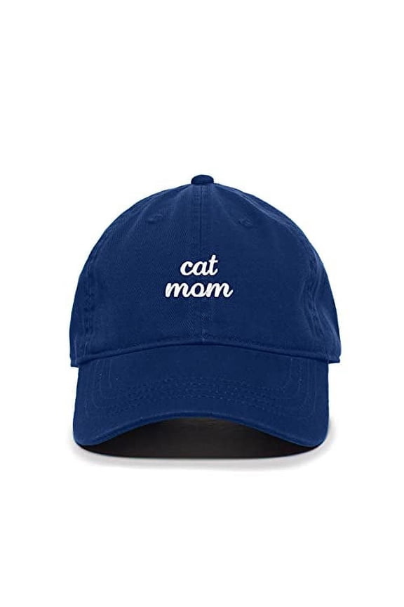 Cat Mom Baseball Cap Embroidered Cotton Adjustable Dad Hat Royal Blue