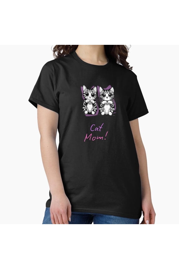Cat Mom Cute Loving Pet Parent Feline Pride Design Unisex T-Shirt, up to size 5XL