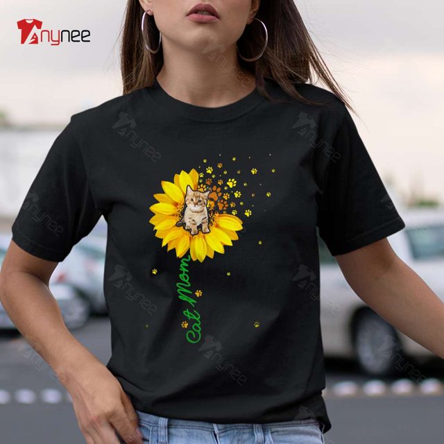 Cat Mom Cute Mother’s Day Sunflower Flower Floral Cat Paws Pet Owner T