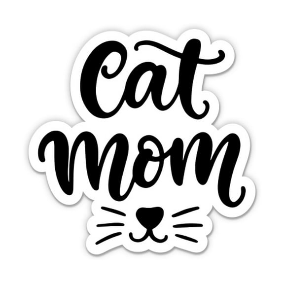 Cat Mom Cute Whiskers Kitty - 5" Vinyl Sticker - For Car Laptop I-Pad - Waterproof Decal