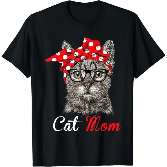 Cat Mom Funny Feline Lover Mothers Day Cute Pet Graphic Unisex T-Shirt, up to size 5XL