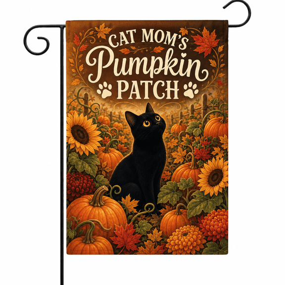 Cat Mom Garden Flag Pumpkin Patch Fall Yard Decor Gift for Cat Lovers