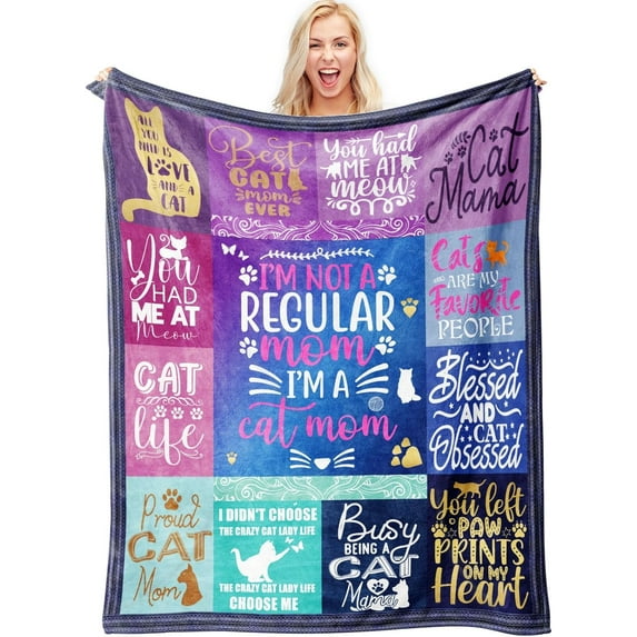 Cat Mom Gift - Cat Lover Gifts for Women - Cat Gifts for Cat Lovers Blanket 50x60, Best Cat Mom Ever for Women Birthday, Christmas Mothers Day Cat Gifts for Cat Mom