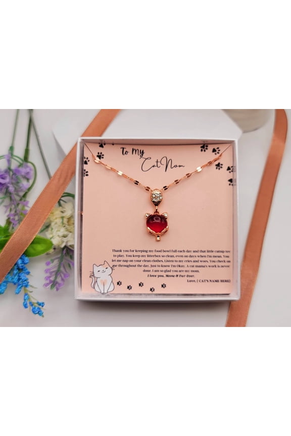 Cat Mom Gift Necklace, Gift for Cat Lover, Cat Mother, Unique Gift Ideas