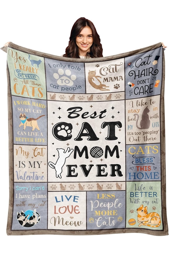 Cat Mom Gifts Blanket 50"X60", Cat Lover Gifts for Women, Cat Gifts for Cat Lovers, Gifts for Cat Lovers, Cat Mom Gifts for Women, Funny Cat Themed Gifts, Cat Lady Gifts, Best Cat Mom Gifts