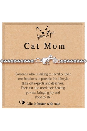 Cat Mom Gifts With Heartfelt Message Card Cute Cat Bracelet