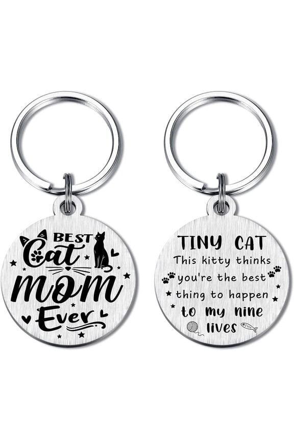 Cat Mom Gifts for Women - Best Cat Mom Christmas Birthday Keychain for Kitty Lovers, Kitty Mother Key Chain Present