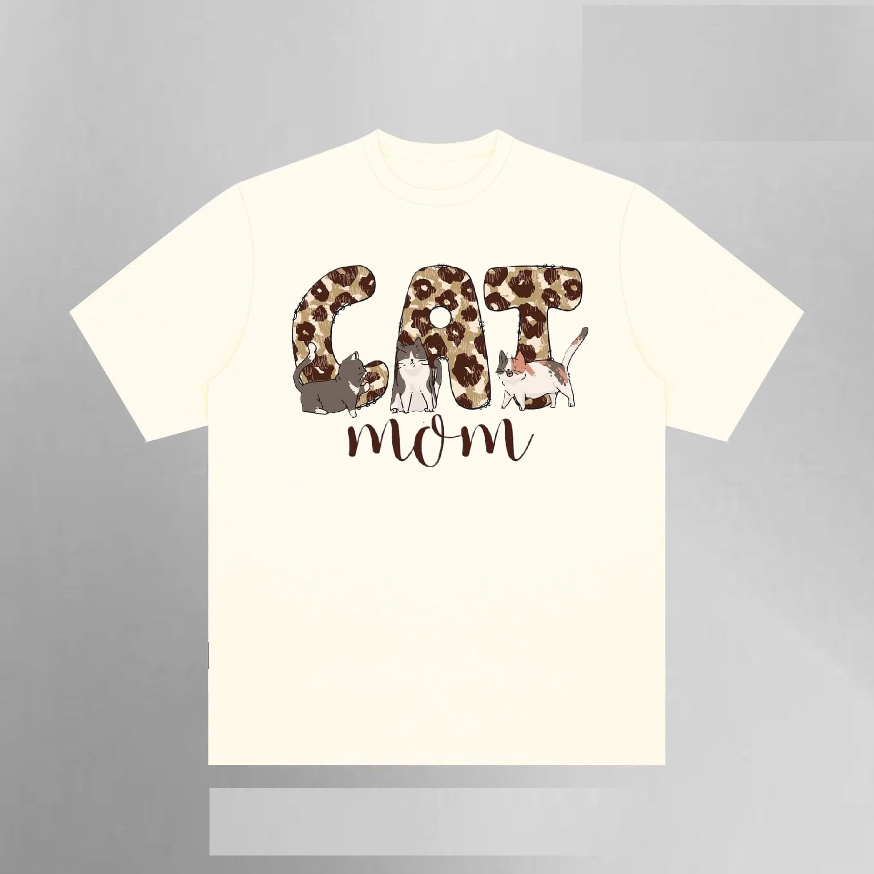 Cat Mom Leopard Print Cute Kitty Face Adorable Cat Lover Graphic Shirt ...