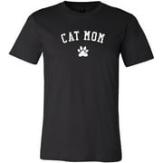Cat Mom Paw Distressed T-Shirt Black