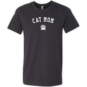 Cat Mom Paw Distressed T-Shirt Dark Grey