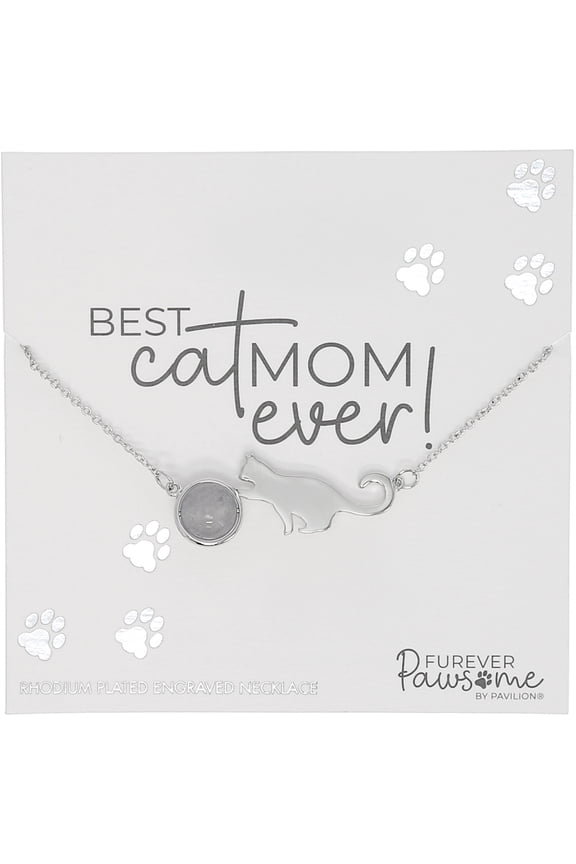 Company - Cat Mom - Rhodium Plated Agate Adjustable Necklace