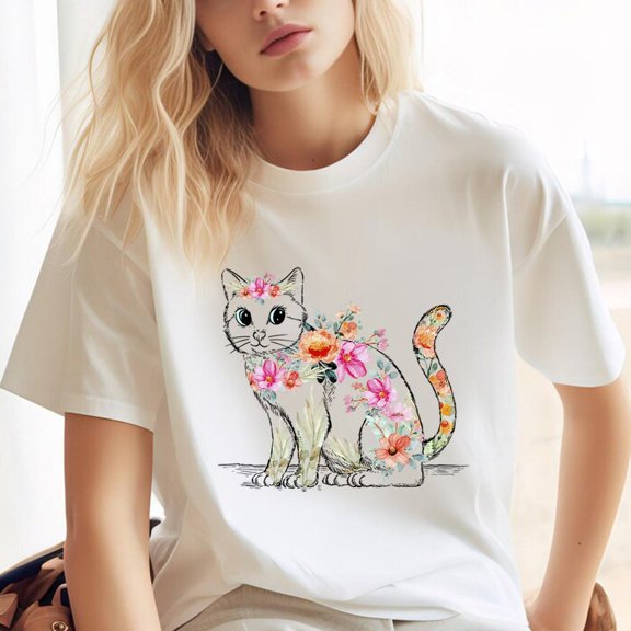 Cat Mom Shirt Floral Cat Shirt Purr Shirt Cat Mom Floral Cat Tee Cat Lover Shirt Animal Lover Tee Cat Lovers Shirt Gift For Mom Gift For Dad Birthday Gifts; For Men & Women