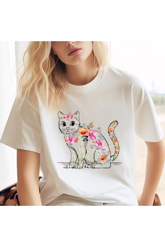 Cat Mom Shirt Floral Cat Shirt Purr Shirt Cat Mom Floral Cat Tee Cat Lover Shirt Animal Lover Tee Cat Lovers Shirt Gift For Mom Gift For Dad Birthday Gifts; For Men & Women