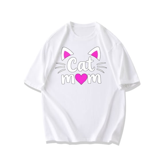 Cat Mom T Shirt Black Cat Ears And Heart Design For Cat Lovers Casual Wear