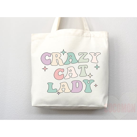 Cat Mom Tote Bag Animal Lover Reusable Canvas Shopper