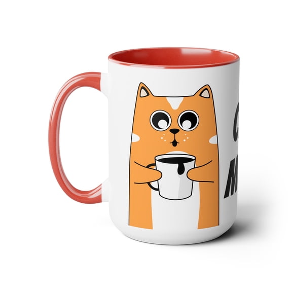 Cat Mom Two-Tone Coffee Mugs, 15oz