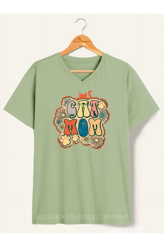 Cat Mom V-Neck Tee