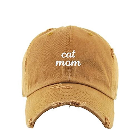 Cat Mom Vintage Baseball Cap Embroidered Cotton Adjustable Distressed Dad Hat