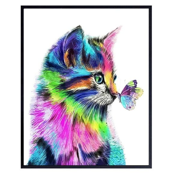 Cat Mom Wall Art & Decor LARGE 11x14 - Cute Cat Poster for Girl Room - Cat Gifts for Women - Toddler Room Decor - Baby Nursery Decor - Cat Stuff for Cat Lovers - Wall Art for Kids - Cat Themed Gifts