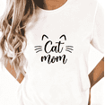 thumbnail image 1 of "Cat Mom" Whimsical Graphic Soft Breathable Tee T-Shirt Print Top Short Sleeve Round Neck White S-5XL, 1 of 4
