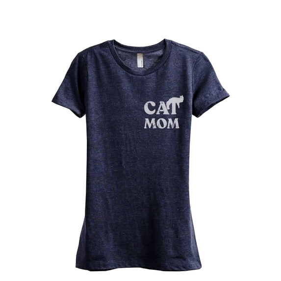 Cat Mom Women's Fashion Relaxed T-Shirt Tee Heather Navy Small