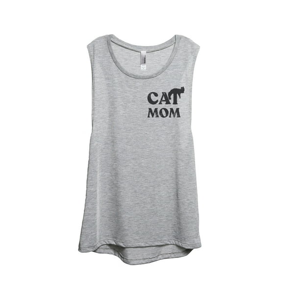 Cat Mom Women's Fashion Sleeveless Muscle Tank Top Tee Sport Grey Medium