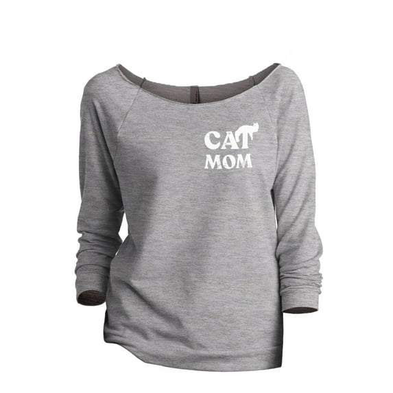 Cat Mom Women's Fashion Slouchy 3/4 Sleeves Raglan Sweatshirt Sport Grey Small