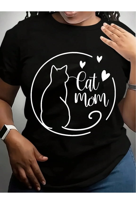 Cat Mom Women's Plus Size Sports Short Sleeve T-Shirt