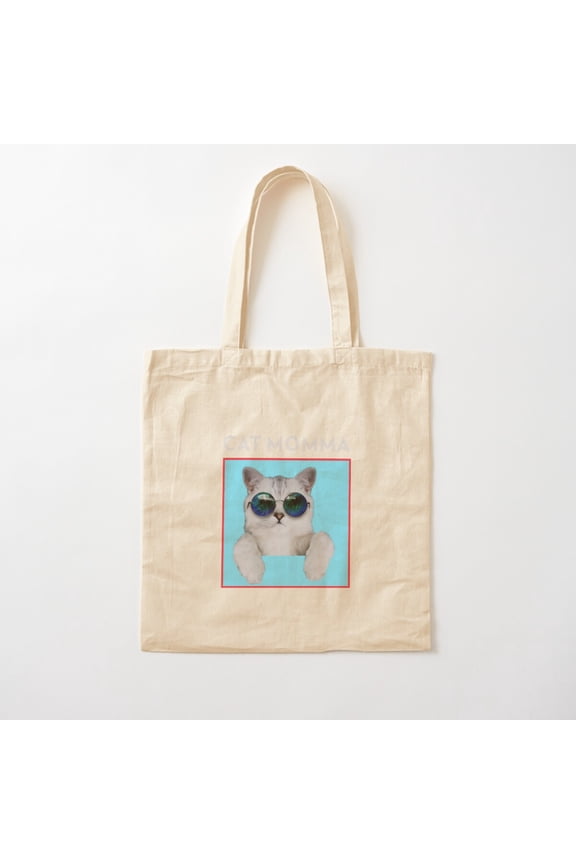 Cat Momma Canvas Tote Bags, Reusable Shopping Bag