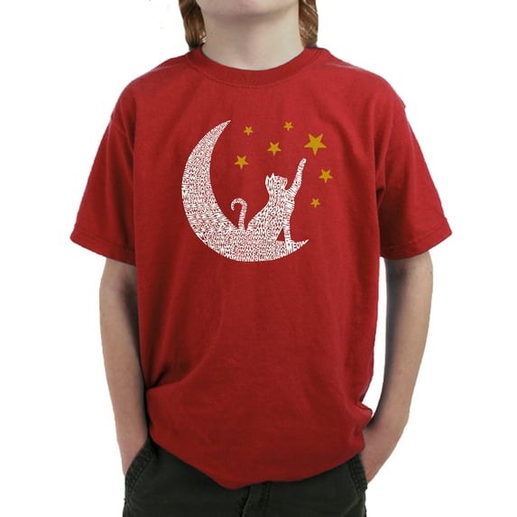 Cat Moon - Boy's Word Art T-Shirt
