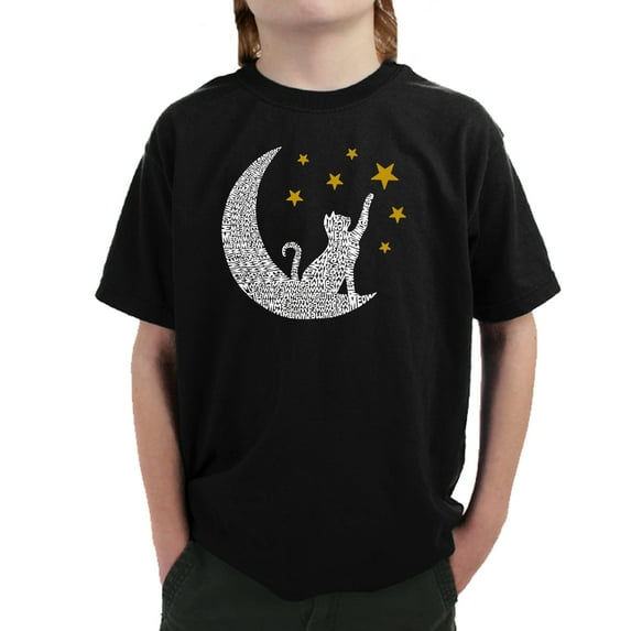 Cat Moon - Boy's Word Art T-Shirt