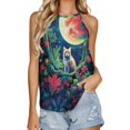 thumbnail image 1 of Cat Moon Jungle Women's Loose Round Neck Summer Sleeveless Vest, 1 of 6